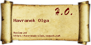 Havranek Olga névjegykártya